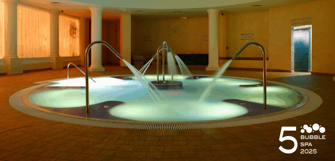 The Day Spa's Hydrotherapy pool with Good Spa Guide's 5 Bubble Rating logo in the bottom right hand corner