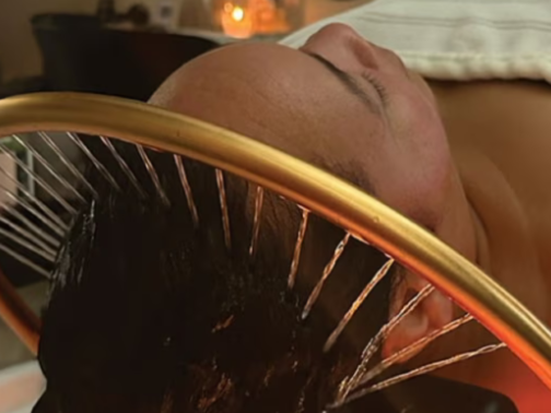 Japanese Head Spa Treatment rinsing a ladies hair